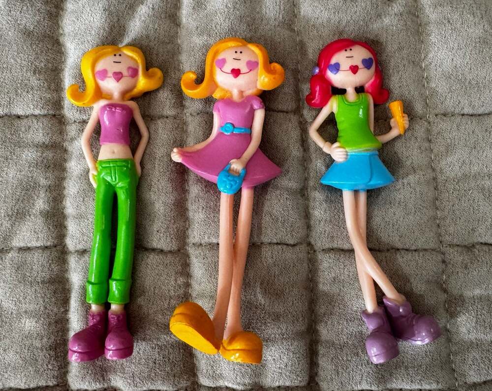 3Pc Vtg Toysmith Bendi Dolls set Pocket Sized Pals Fashion Girls
